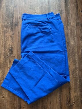 LOFT Curvy Petite Summer Spring Bright Blue Ankle Pants